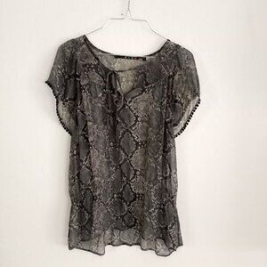 Catwalk to Sidewalk Snakeskin print Small Sheer Blouse